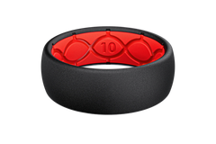 Solid Midnight Black & Raspberry Red Ring