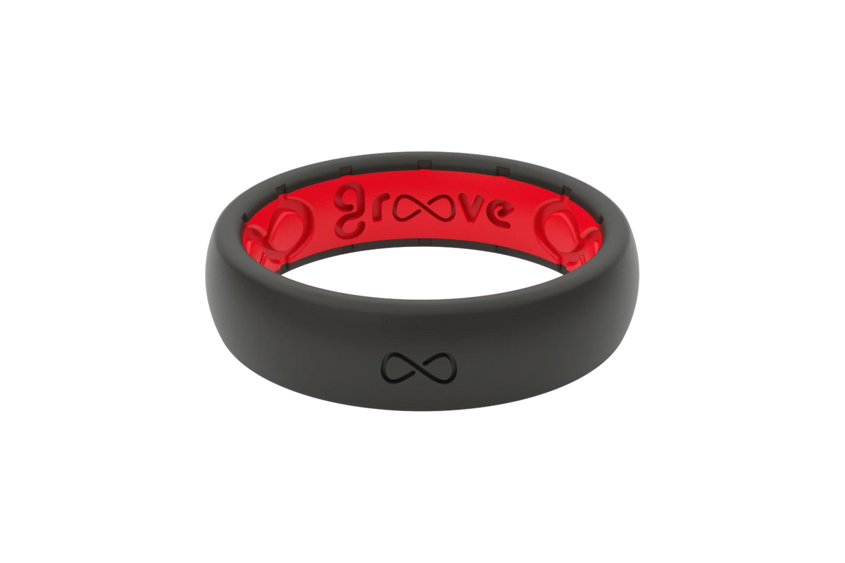 Solid Midnight Black & Raspberry Red Thin Ring
