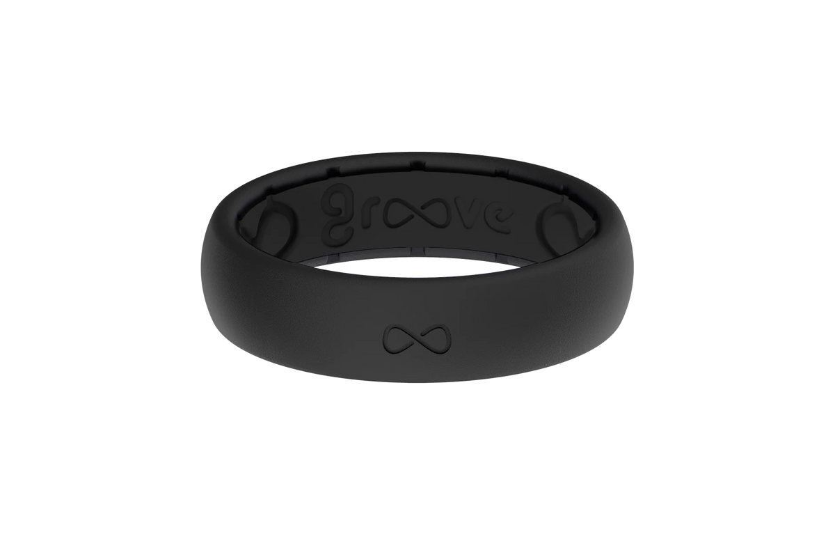Solid Midnight Black Thin Ring