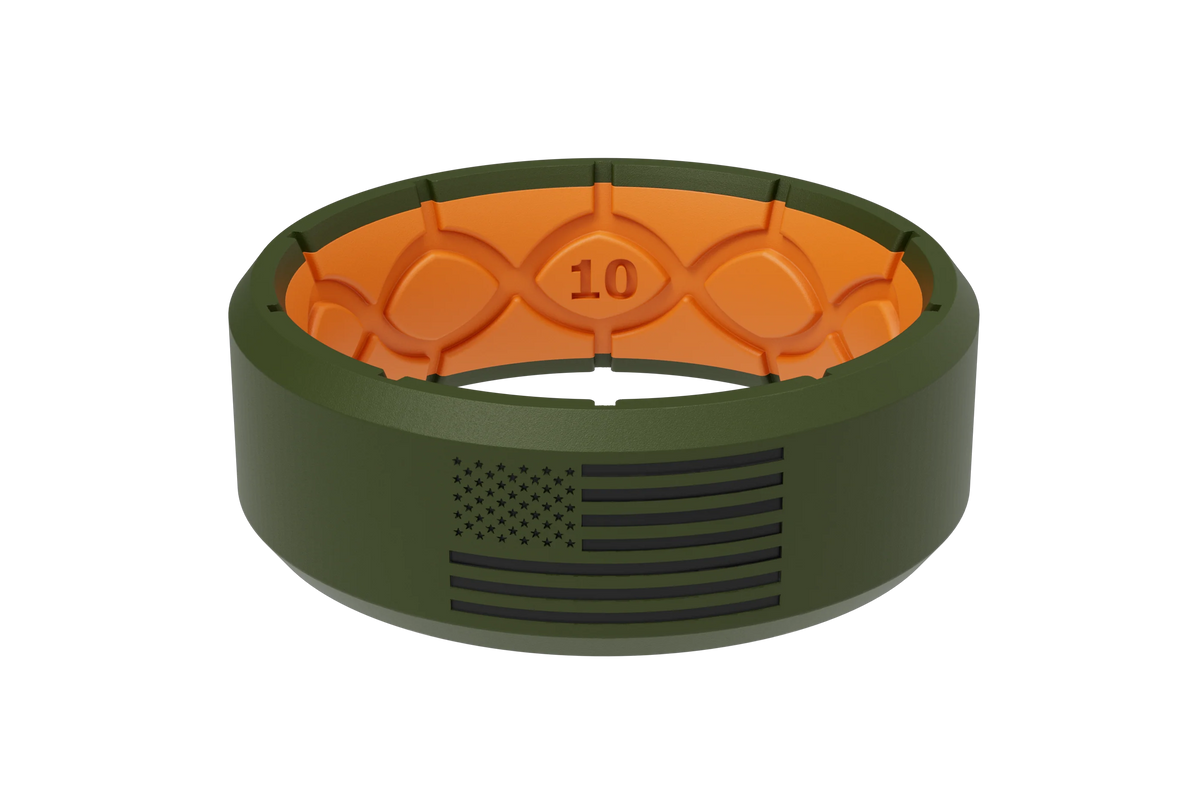 Edge Hero - America Moss Green & Black Flag Ring